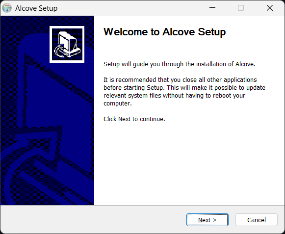 Alcove NSIS installer welcome screen